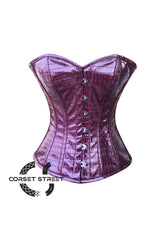 Wine Corset Crocodile Skin Texture Faux Leather Overbust Bustier Top
